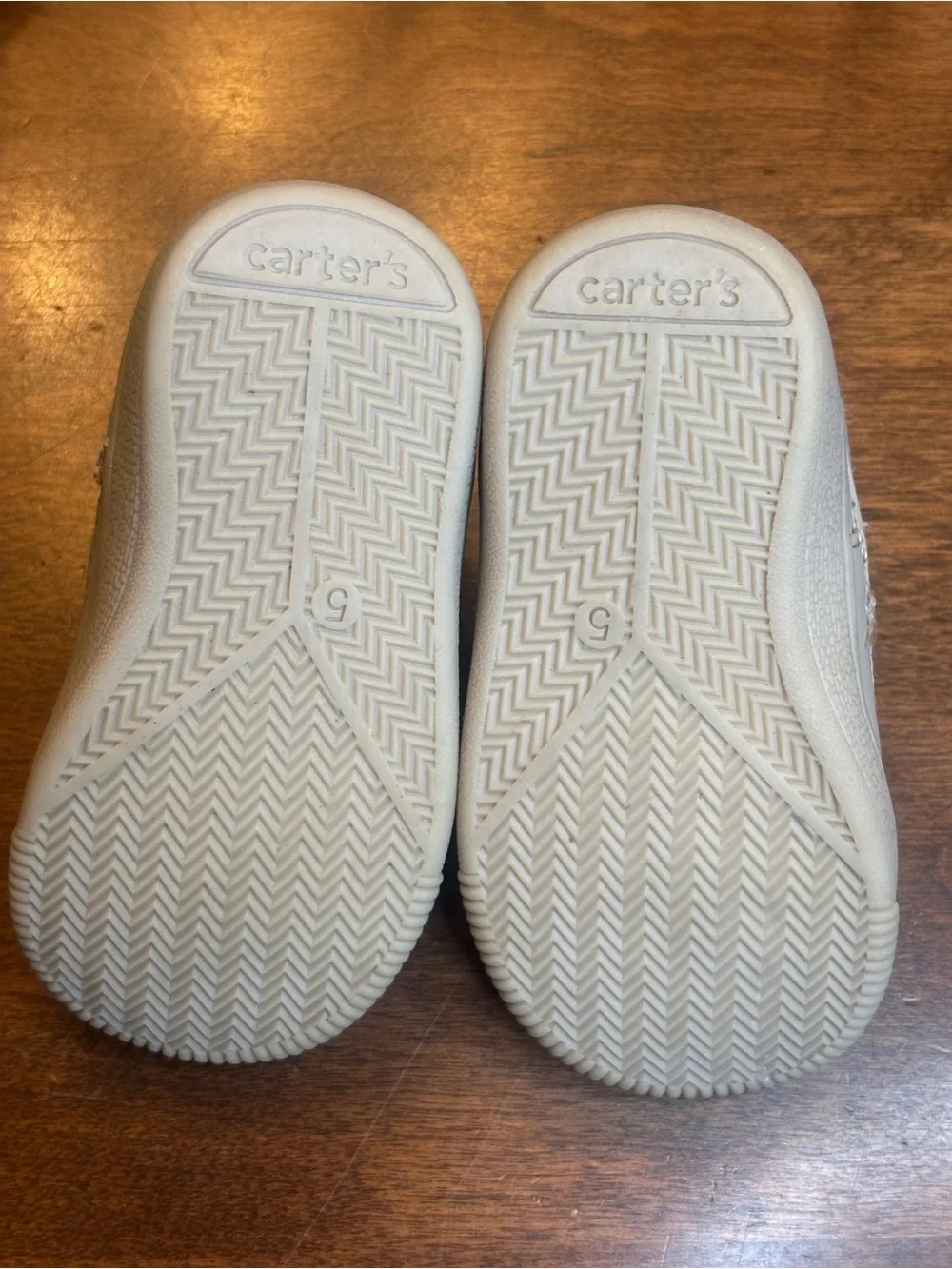 Carter's Beige Sneakers with Gray Dinosaur Print